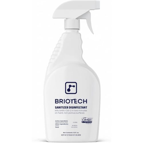 BRIOTECH Sanitizer Disinfectant Hypochlorous Spray, Kill 99.99% of Viruses & Bacteria, Control Mold, Eliminate Odor, Gentle for Nursery & Play Rooms, Food Contact Surface Sanitizer, 32 fl oz