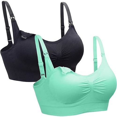 Suekaphin 2PACK Nursing Maternity Bra for Pregnancy Women Breastfeeding Comfortable Sleeping with Extenders