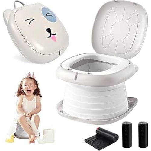 Travel Potty for Toddler Portable Foldable Potty Training Toilet for Boys Girls Baby Kids Children Indoor Outdoor,Grey