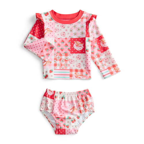 Strawberry Shortcake Baby Girls Rashguard and Diaper Cover Swimsuit with UPF 50, 2-Piece, Sizes 0M-12M