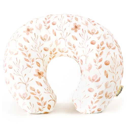 GRSSDER Nursing Pillow Cover, Stretchy Soft Minky Breastfeeding Pillow Slipcover, Fit Most Nursing Support Pillows for Breastfeeding, Comfortable Safe Pillow Cover, Watercolor Pink Flora
