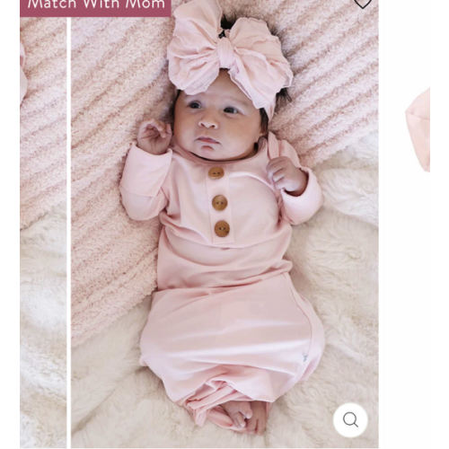 Baby Pink Newborn Baby Knot Gown & Hat Set | Caden Lane