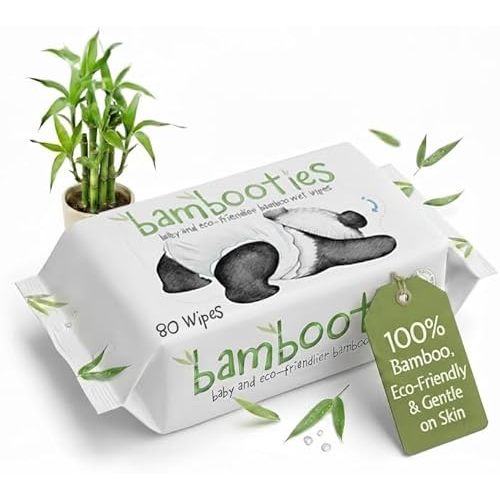 Bamboo Baby Wipes Unscented, Plant based Diaper Wipes for Sensitive Skin, Water based Wipes Baby Sensitive Skin 80 count soft pack