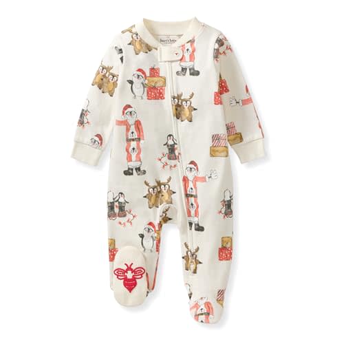 Burt's Bees Baby Boys Sleep and Play PJs, 100% Organic Cotton One-Piece Zip Front Romper Jumpsuit Pajamas