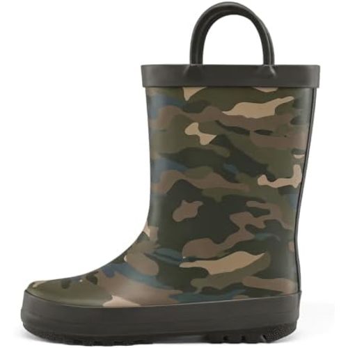 mysoft Kid Rain Boots Toddler Rubber Waterproof Boot Boy Girl with Handle