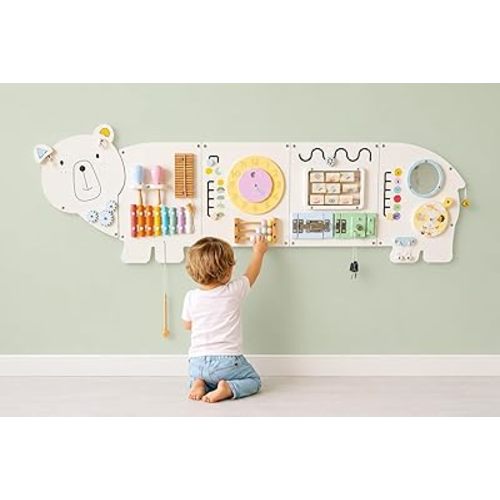 Sensory Wall Panel for Kids – Toddler Learning Activity Center - Emotional Development & Fine Motor Skills – Toddler Learning Activity Center- Busy board Montessori toys