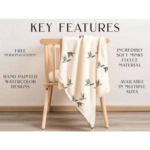 Personalized Baby Boy Blanket Mallard Duck Nursery Decor Duck Blanket Name Custom Baby Shower Gift Mallard Duck Baby Blanket Hunting Nursery