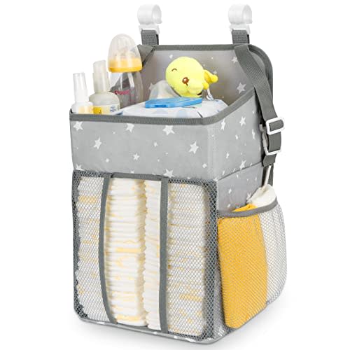 Maliton Changing Table Diaper Organizer - Baby Hanging Diaper Stacker Nursery Caddy Organizer for Cribs Playard Baby Essentials Storage (Star)