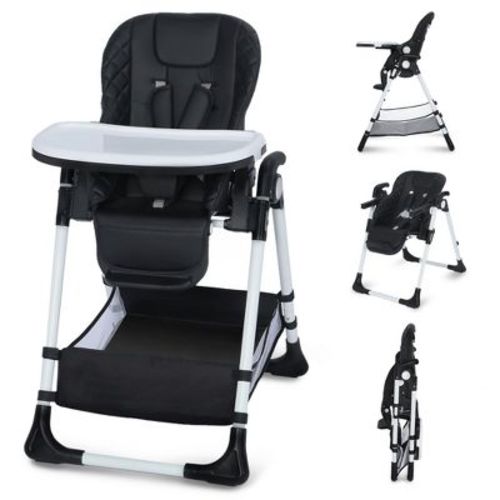 Kinder King Foldable High Chair for Babies & Toddlers, Adjustable Height, Recline, Storage Basket, Double Trays, Easy to Clean