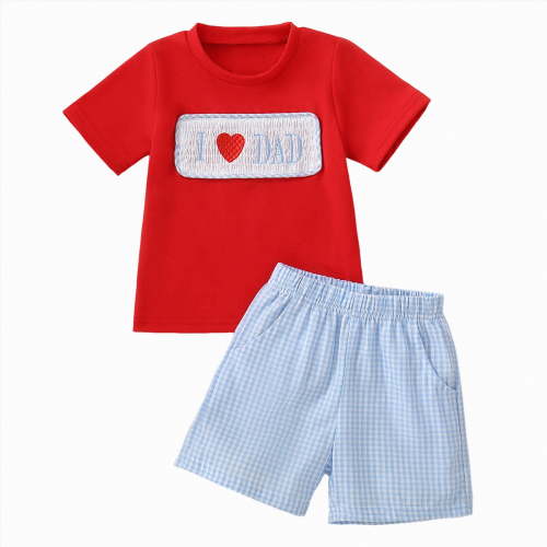 Xudanell Toddler Baby Boy Clothes Summer Short Sleeve T Shirt and Shorts Cute Infant Baby Dad Outfits Clothing Set Red 3-6 Months
