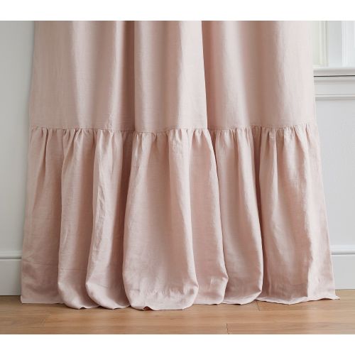 Belgian Linen Ruffle Blackout Curtain | Pottery Barn Kids