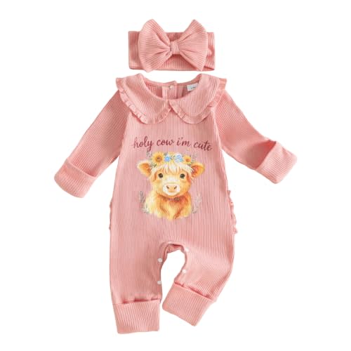 Baby Girl Newborn Clothes Western Outfit Cow Print Long Sleeve Romper Jumpsuit Infant Fall Winter Outfits Clothes