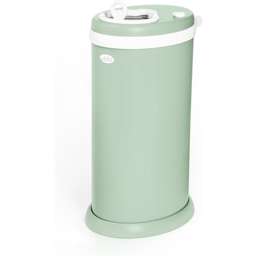 Ubbi Steel Nappy Bin, Odour-Locking Diaper Pail for Baby Nursery, No Special Bags Needed, Stainless Steel with Childproof Lock, Award-Winning Newborn Essential, Matte White