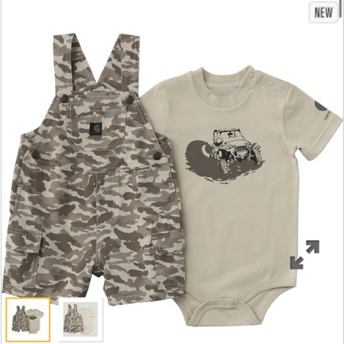 Boys' 2-Piece Short Sleeve Bodysuit & Camo Cargo Pocket Shortall Set (Baby) 9M