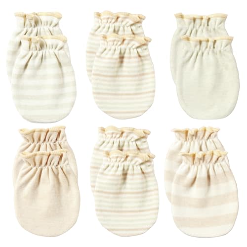 MOMSMENU Newborn Mittens No Scratch 100% Cotton Mitts Boy Girl baby mittens 0-6 months 6 Pack