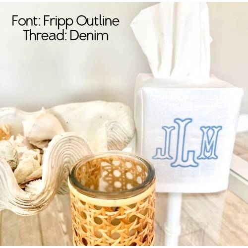 Linen Tissue Box Cover with Monogram