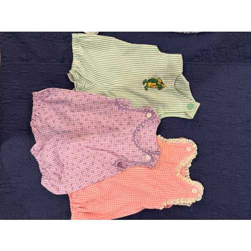 Vintage 1970s-80s Baby Rompers Bundle (3-6 Months) – Seersucker, Gingham, Eyelet Trim