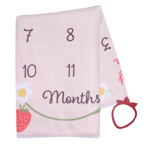 Lambs & Ivy Strawberry Patch Milestone Photo Opportunity Fleece Baby Blanket
