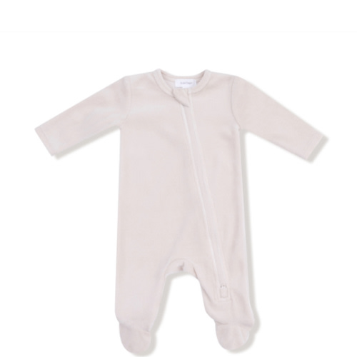 Oatmeal Velour Footie – Angel Dear