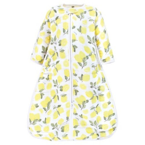 Hudson Baby Infant Girls Long Sleeve Muslin Sleeping Bag, Wearable Blanket, Sleep Sack, Lemons, 0-6 Months