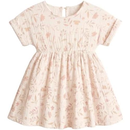 Unicorn Castle Toddler Girl Dress 100% Muslin Floral Baby Girl Summer Clothes Daily Holiday Outfit Party Beach, 12M-4T