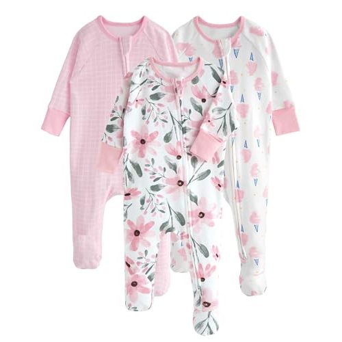 Yoofoss Baby Pajamas 100% Organic Cotton Baby Sleepers for Newborn 0-3 3-6 6-9 Months Boys Girl Clothes 3pcs Footed PJs
