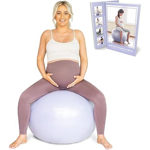 BABYGO® Birthing Ball for Pregnancy & Labor + Our Award Winning Book - Exercise, Birth & Recovery Plan, 5X Stronger Than a Yoga Ball with Eco Friendly Material (Lavender, 65cm)