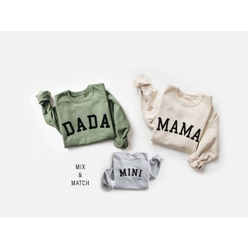 Family Matching Shirts Mama Dada Mini Holiday Sweatshirts Mom Dad Baby Hospital Outfits - Etsy