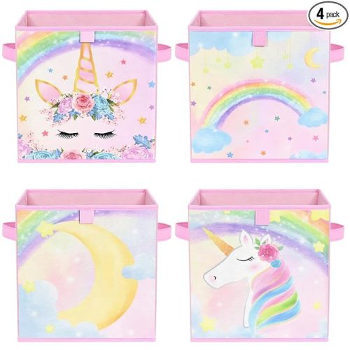 WERNNSAI Cube Storage Bins, 4 Pack Fabric Foldable Storage Cube Organizer