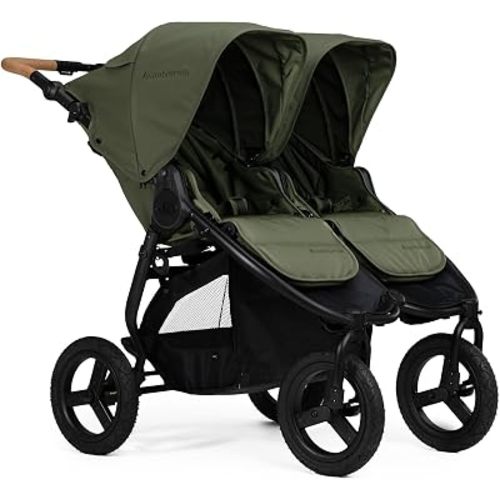 Bumbleride Indie Twin Double Stroller - Side-By-Side Infant and Toddler Stroller with Compact Standing Fold, Air-Filled Tires & All-Wheel Suspension - Olive