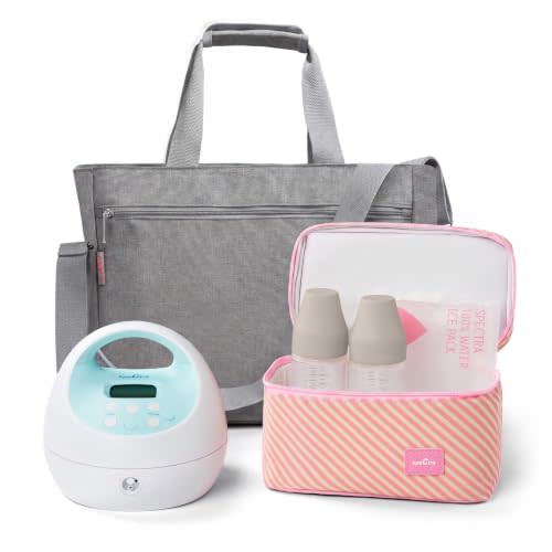 Spectra Baby S1 Plus Electric Breast Milk Pump with Tote, Bottles & Cooler | Portable Rechargeable Electric Breast Pump Bundle with Tote Bag, Breast Milk Bottles & Cooler for Baby Feeding