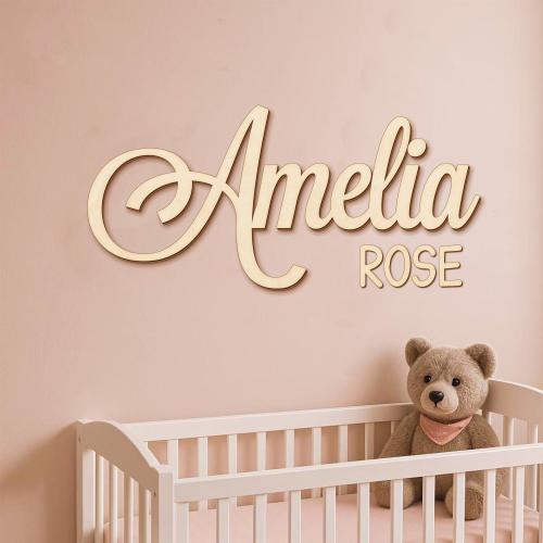 Custom Baby Name Sign Gift Set | Wooden Nursery Wall Decor | Personalized Name Sign with Garland, Frame & Birth Announcement NA30