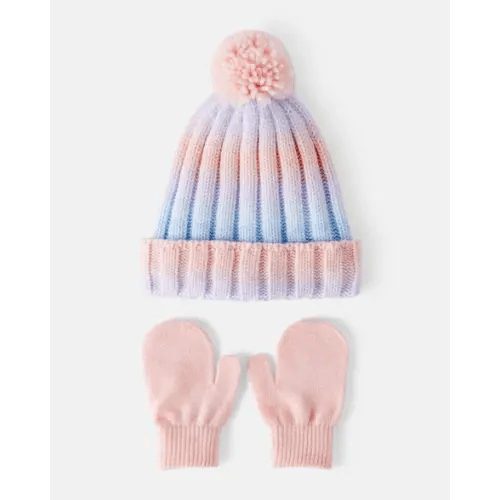 Baby Girl 2-Piece Ombre Winter Hat & Mittens - Purple | Carter's