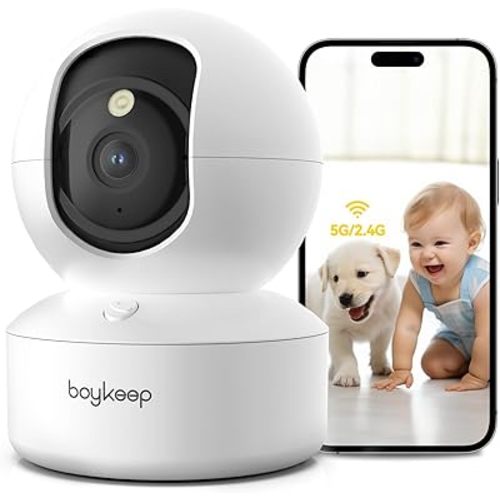 BoyKeep Indoor Camera - 2K Pet Camera, 5G/2.4GHz WiFi Cam for Baby Monitor with Phone App, 360° Pan & Tilt, 2-Way Audio, Color Night Vision, New for 2025 with 12s Free Cloud Storage