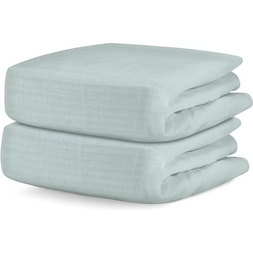 Newton Baby Organic Fitted Crib Sheets (2-Pack) - Ultra Breathable and Soft, 100% Organic Muslin Cotton, Sage, Fits All Standard Cribs
