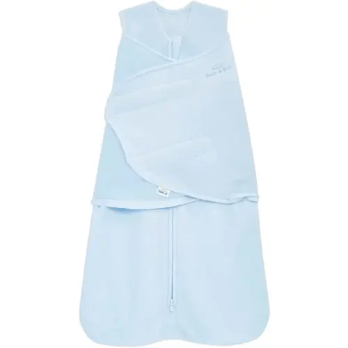 HALO Micro-Fleece Sleepsack Swaddle, 3-Way Adjustable Wearable Blanket, TOG 3.0, Baby Blue, Small, 3-6 Months