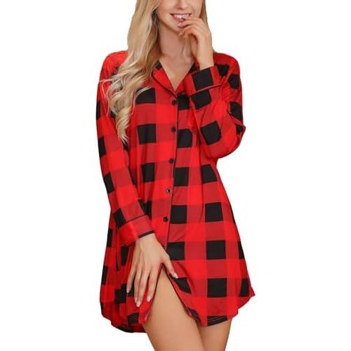 Leikar Maternity Nightgown For Women Nursing Pajamas Long Sleeve Sleepshirt