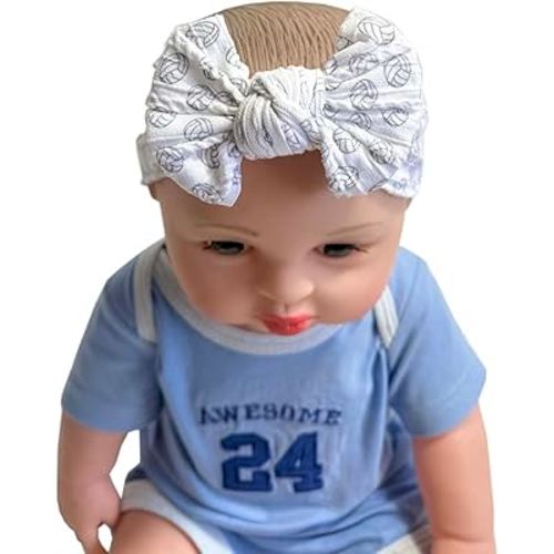 Baby Baseball Headband with Bow Headwear Sport Soccer Headband Bowknot Wide Hair Band Football Hair Bow for Toddler Infant TSFD55 (Volleyball Pattern)