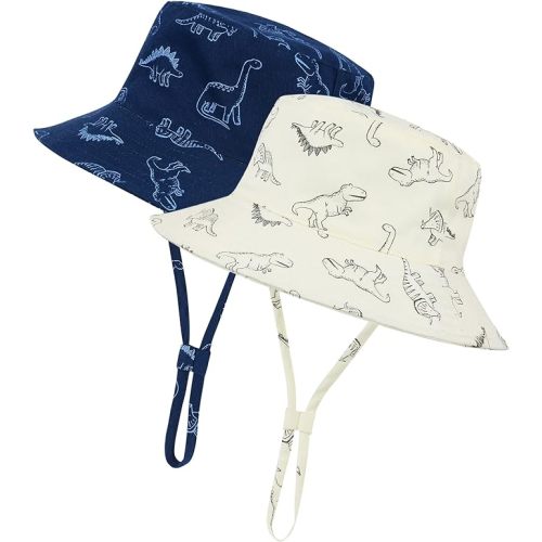 Durio 2-Pack Baby Bucket Hat - UPF 50+ Sun Protection Hat for Infant to Kid, Wide Brim Summer Beach Hats Newborn Toddler Boy