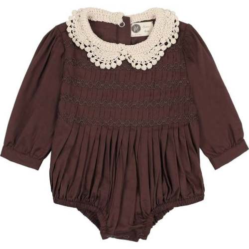 Crochet Collar Romper, Brown - Maniere | Maisonette