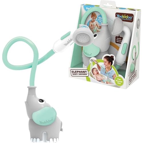 Yookidoo - Pommeau de douche pour bébé éléphant - Ciel - Convient aux nouveau-nés, nourrissons et tout-petits - Peut être utilisé comme jouet de bain - Compact et portable - dès la naissance – 40212