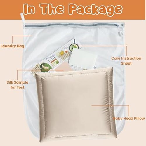 PROMEED 100% Natural Silk Car Seat Head Cover for Baby Hair - Prevents Bald Spots & Hair Knots, Mulberry Silk Carseat Headrest Cover, Ultra-Soft Carseat Accessories for Infants (Champagne)