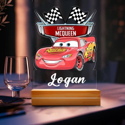 Personalised LIGHTNING MCQUEEN Cars Night Light, Nursery Decor for Kids, Gift for Kids Birthdays, Bedside Lamp, Good Night Bedside Lamp