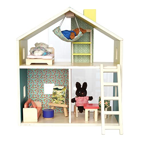 Manhattan Toy Little Nook 19-Piece Wooden Playhouse with Loft for Kids 3 + Year Old and Up