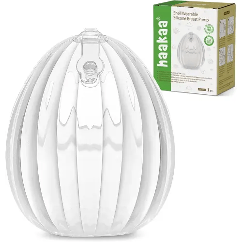 haakaa Shell Breast Pump, Wearable Manual Breast Pump - Hands Free, Passive Silicone Breastmilk Collection for Nursing Mom, Breastfeeding Leak Catcher, 75ml-1 pc