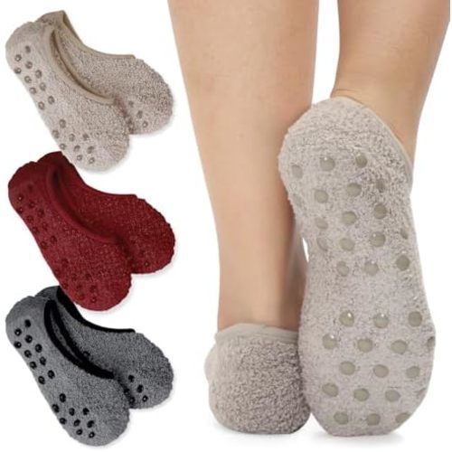 3Pairs Ankle Socks Low cut Pom Pom Fluffy Fuzzy Warm Winter Plush Slipper Socks For Women