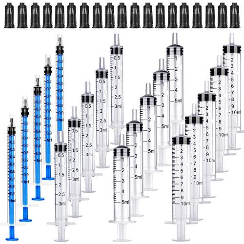 20Pack 1ml / 3ml / 5ml / 10ml Syringe Without Needle - Small Plastic Syringes Sterile Packed with Cap for Lab Medicine Student Measuring Liquid and Pet Dog Cat Baby Feeding Oral Colostrum