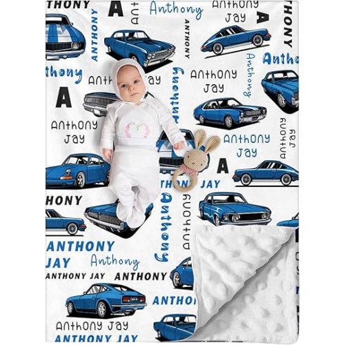 Baby Blanket Flannel Custom Cars Limousine Theme Double Layer Dotted Backing