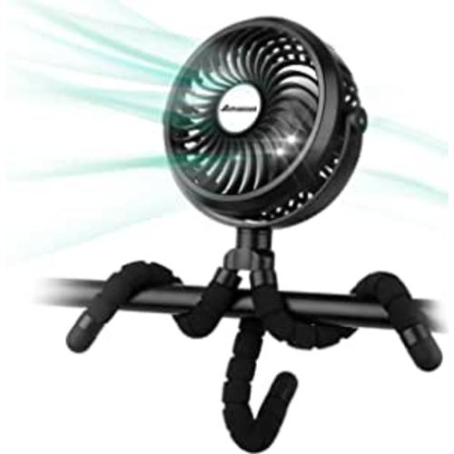 Amazon.com: AMACOOL Battery Operated Stroller Fan Flexible Tripod Clip On Fan with 3 Speeds and Rotatable Handheld Personal Fan for Car Seat Crib Bike Treadmill (Black) : Baby
