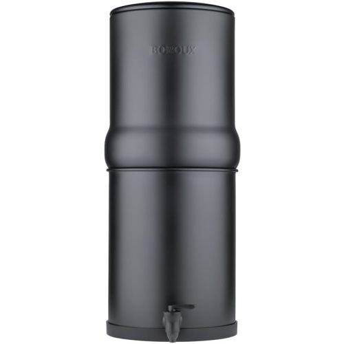 Boroux Legacy Gravity-Fed Countertop Stainless Steel Water Filter System | 3 Gallons with 2 Authentic Black Foundation. Filters | Matte Black